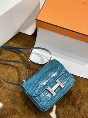 wholesale quality hermes constance 19 shinny niloticus crocodile 7w blue izmir phd